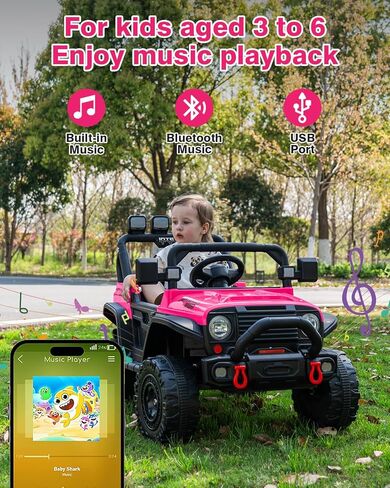 12v Ride on Toys for Big Kids, Carros Eléctricos para Niños, Electric Car for Kids Truck Bed Storage, Ride On Truck Toy for Boy Girl Ages 3+, Wide Seat, Bluetooth, Music Player, Black in Saudi Arabia