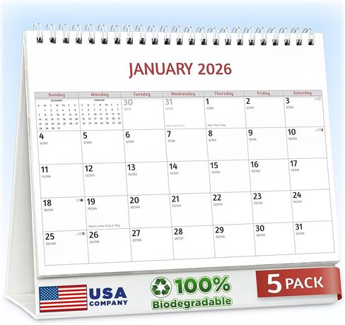 تقويم مكتبي قابل للتحلل بيولوجيًا مقاس 8 × 6 بوصة لمدة 18 شهرًا، يوليو 2024 - ديسمبر 2025، تقويم فليب شهري، تصميم فني كلاسيكي in Saudi Arabia