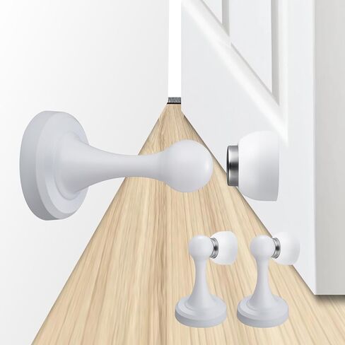 Magnetic Door Stop - Heavy Duty Door Stopper, Premium Stainless Steel, Anti-Rust, Suitable for Various Door Types, Wall & Floor Mount, 1 Pack (1, White) in Saudi Arabia