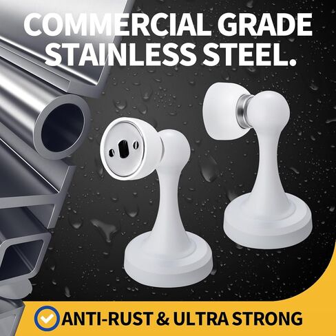 Magnetic Door Stop - Heavy Duty Door Stopper, Premium Stainless Steel, Anti-Rust, Suitable for Various Door Types, Wall & Floor Mount, 1 Pack (1, White) in Saudi Arabia