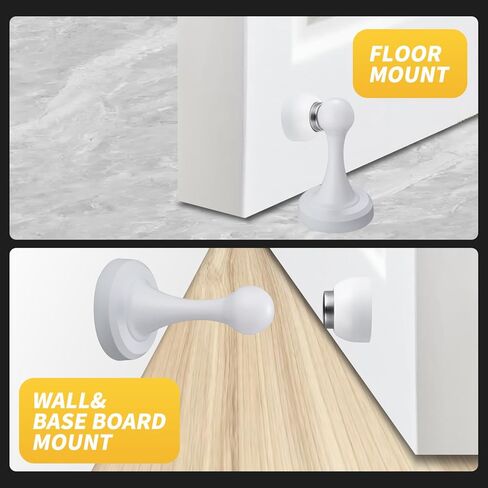 Magnetic Door Stop - Heavy Duty Door Stopper, Premium Stainless Steel, Anti-Rust, Suitable for Various Door Types, Wall & Floor Mount, 1 Pack (1, White) in Saudi Arabia