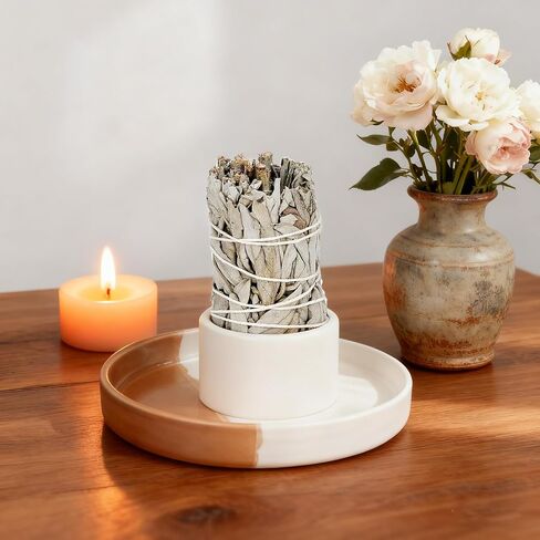 Ceramic Palo Santo Holder, Blue Sage Holder, Palo Santo Sticks Holder, Sage Smudge Holder, Sage Smudge Bowl, Sage Holder for Burning, Ash Catcher for Palo Santo, Incense Holder, Incense Burner in Kuwait