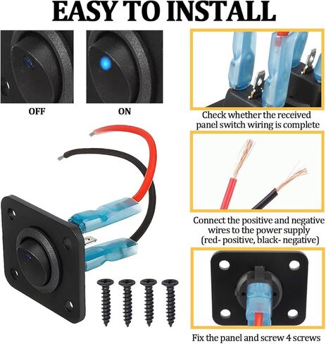 Car 2 Gang Rocker Toggle Switch Panel, DC 12V 10A LED Round Lighted ON Off SPST Switch Control, Waterproof Automotive Toggle Switches, Universal for SUV Camper Trailer Truck in Saudi Arabia