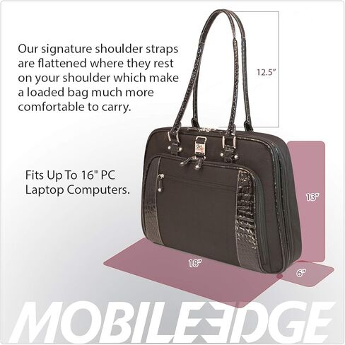 Mobile Edge Women's Onyx, Checkpoint Friendly Laptop Briefcase 16 Inch PC, 17 Inch Compatible with Macbook, Business, Travel, Black in Saudi Arabia