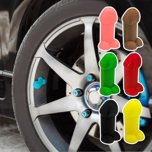 Novelty Prank Tire Valve Stem Caps, 4 Pack Universal tire Valve caps, Waterproof Dustproof, Funny Car Accessories & Gag Gifts for Cars/Trucks/Bikes, Eye-Catching on The Road (Black) in Saudi Arabia