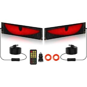 23.4 * 4.7 بوصة 2 قطعة ضوء عيون الشيطان للسيارة/الشاحنة/الزجاج الأمامي لسيارات الدفع الرباعي، شاشات عرض مرنة مع التحكم عن بعد/التطبيق، شاشات ناعمة LED عيون ضوء للسيارة والمتاجر وديكورات المهرجانات in Kuwait