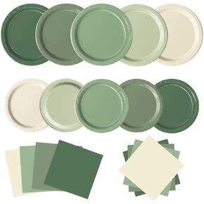 Oigco 150 PCS Woodland Baby Shower Decorations - Sage Green Neutral Forest Animal Brown Plates and Napkins for Safari Jungle Baby Shower Decorations, Serves 50 in Kuwait