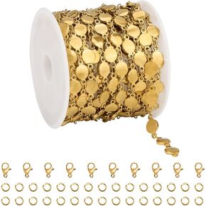 UMAOKANG 13 Feet Gold Plated Jewelry Chain on Spool, Stainless Steel Circle Chains for Jewelry Making in Kuwait