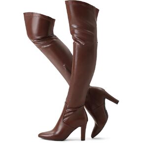 Shoe'N Tale Women Stretch Suede Chunky Heel Over The Knee Boots Thigh High for Women in Kuwait