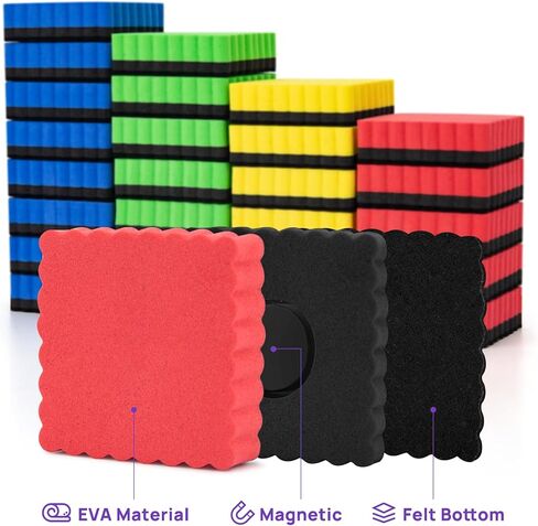 16Pcs Dry Erase Erasers, Magnetic Whiteboard Eraser, Magnetic Eraser for Dry Erase Board, Dry Marker Eraser, White Board Dry Erase for Whiteboard, Kids, Teacher, Home and Office (4 Color) in Saudi Arabia