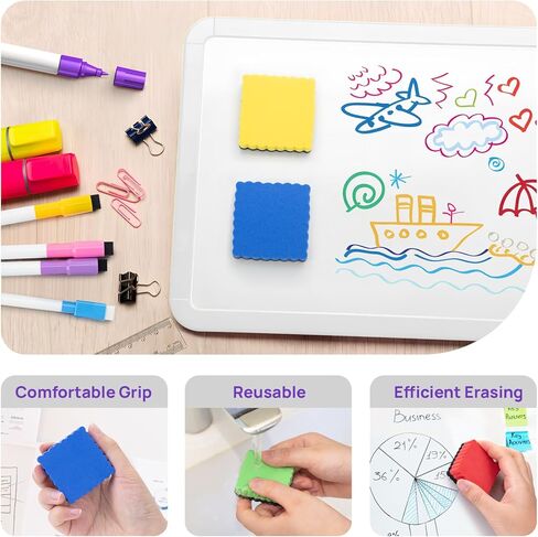 16Pcs Dry Erase Erasers, Magnetic Whiteboard Eraser, Magnetic Eraser for Dry Erase Board, Dry Marker Eraser, White Board Dry Erase for Whiteboard, Kids, Teacher, Home and Office (4 Color) in Saudi Arabia