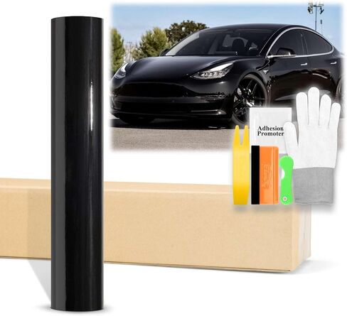60"x72" (5FTx6FT) Gloss Black Glossy Vinyl Wrap Auto Car Sticker Decal Film Sheet Bubble Free Air Release Technology with Tool Kit in Saudi Arabia