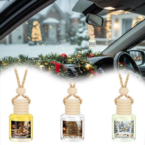 Leelosp 3 عبوات من معطر هواء السيارة لعيد الميلاد، موزع معطر هواء للسيارة، خبز الزنجبيل، شجرة عيد الميلاد، رقاقات الثلج، موزع الزيوت العطرية للنساء والرجال، إكسسوارات هدايا للتخزين in Saudi Arabia