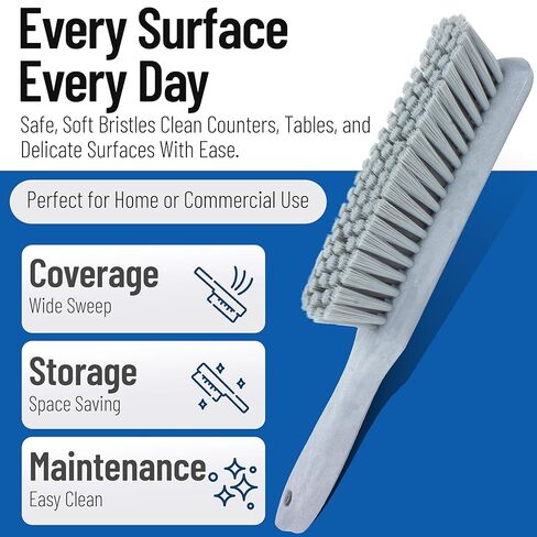 SPARTA Handheld Soft Counter Brush 8 Inch Bristle Span, Multi-Use Dust Brush with 5 Inch Handle for Tables, Countertops, and Delicate Surfaces, Polyester, Black in Saudi Arabia