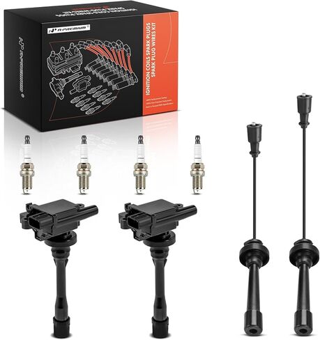 A-Premium 2 Ignition Coils with 2 Wire and 4 Iridium Spark Plugs Compatible with Mitsubishi Outlander 2003, Mirage 1997-2002, Lancer 2002-2007, Eclipse, Galant & Chrysler Sebring & Dodge Stratus in Saudi Arabia