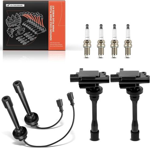 A-Premium 2 Ignition Coils with 2 Wire and 4 Iridium Spark Plugs Compatible with Mitsubishi Outlander 2003, Mirage 1997-2002, Lancer 2002-2007, Eclipse, Galant & Chrysler Sebring & Dodge Stratus in Saudi Arabia