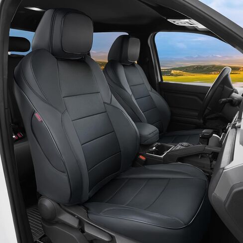 أغطية مقاعد سيارة تاكوما ملائمة حسب الطلب من Lolcar لسيارة Toyota Tacoma مختارة (بنزين) 2024 2025 2026 كابينة مزدوجة SR، SR5، TRD Sport، TRD للطرق الوعرة، محدودة - مجموعة كاملة، جلد (أسود) in Kuwait
