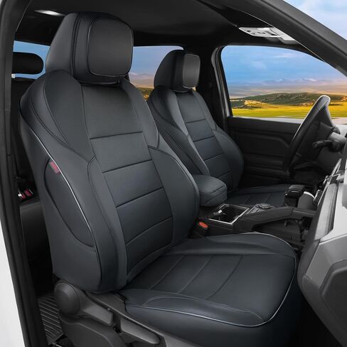 أغطية مقاعد سيارة تاكوما ملائمة حسب الطلب من Lolcar لسيارة Toyota Tacoma مختارة (بنزين) 2024 2025 2026 كابينة مزدوجة SR، SR5، TRD Sport، TRD للطرق الوعرة، محدودة - مجموعة كاملة، جلد (أسود) in Kuwait