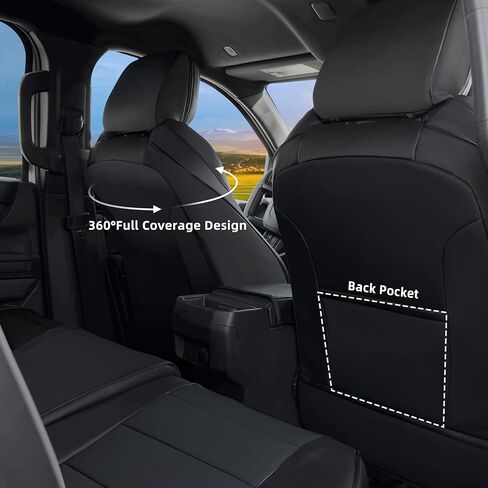 أغطية مقاعد سيارة تاكوما ملائمة حسب الطلب من Lolcar لسيارة Toyota Tacoma مختارة (بنزين) 2024 2025 2026 كابينة مزدوجة SR، SR5، TRD Sport، TRD للطرق الوعرة، محدودة - مجموعة كاملة، جلد (أسود) in Kuwait