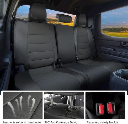 أغطية مقاعد سيارة تاكوما ملائمة حسب الطلب من Lolcar لسيارة Toyota Tacoma مختارة (بنزين) 2024 2025 2026 كابينة مزدوجة SR، SR5، TRD Sport، TRD للطرق الوعرة، محدودة - مجموعة كاملة، جلد (أسود) in Kuwait