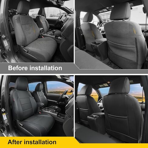 أغطية مقاعد سيارة تاكوما ملائمة حسب الطلب من Lolcar لسيارة Toyota Tacoma مختارة (بنزين) 2024 2025 2026 كابينة مزدوجة SR، SR5، TRD Sport، TRD للطرق الوعرة، محدودة - مجموعة كاملة، جلد (أسود) in Saudi Arabia
