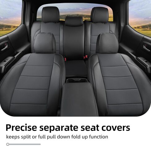 أغطية مقاعد سيارة تاكوما ملائمة حسب الطلب من Lolcar لسيارة Toyota Tacoma مختارة (بنزين) 2024 2025 2026 كابينة مزدوجة SR، SR5، TRD Sport، TRD للطرق الوعرة، محدودة - مجموعة كاملة، جلد (أسود) in Saudi Arabia