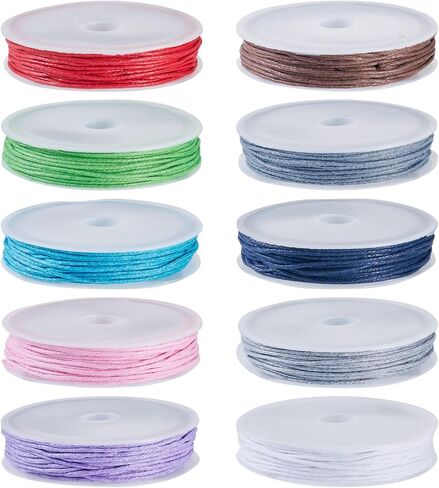 1mm Waxed Thread Bracelet Cords 6 Rolls Wax String Polyester Cord for Bracelets Braided Making, Leather Sewing, Stitching, Beading Crafts Micro Macrame Supplies in Saudi Arabia
