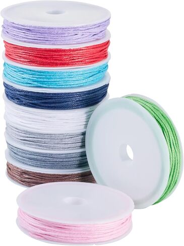 1mm Waxed Thread Bracelet Cords 6 Rolls Wax String Polyester Cord for Bracelets Braided Making, Leather Sewing, Stitching, Beading Crafts Micro Macrame Supplies in Saudi Arabia