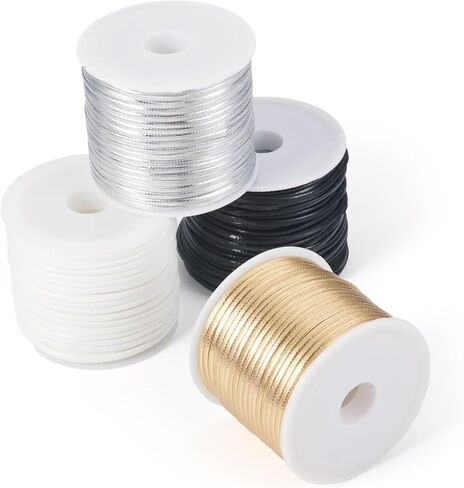 40m PU Leather Thread Cord 2x1mm Flat Cord Mixed 4 Colors Kit with Plastic Spools for DIY Jewelry Handmade Decoration Making 10.94 Yards(10m)/Color (Mix Color A) in Saudi Arabia