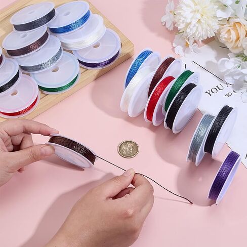 PH PandaHall 218 Yards Beading Thread 10 Colors Bracelet String 0.5mm Kumihimo Thread Beaded String Braided Cord Chinese Knotting Cord for Jewelry Making Necklaces Macrame Craft Tassel Making in Saudi Arabia