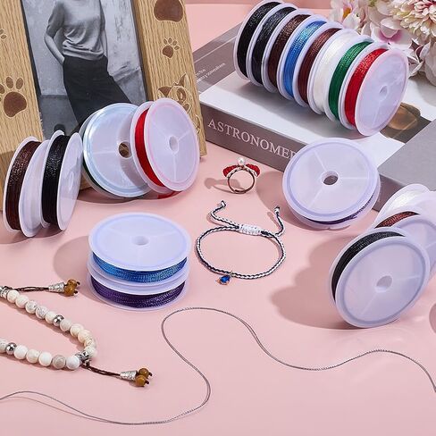 PH PandaHall 218 Yards Beading Thread 10 Colors Bracelet String 0.5mm Kumihimo Thread Beaded String Braided Cord Chinese Knotting Cord for Jewelry Making Necklaces Macrame Craft Tassel Making in Saudi Arabia