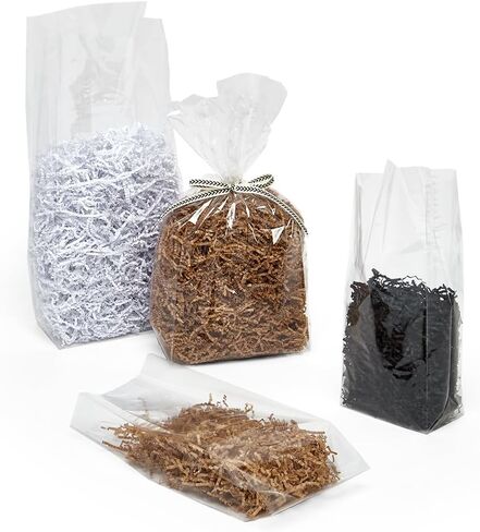 Paper Mart Cello Bags, 6 x 13 ½ x 3 ¼ Inches, Super Clear Cellophane Gift Packaging with Side Gusset, Pack of 100 Popcorn Bags in Saudi Arabia