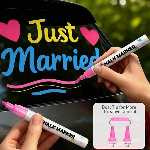 Liquid Chalk Markers for Blackboards, 30 Washable Neon Colors, Dust-Free Wet Erasable Pens with Reversible Tip, Chalk Markers for Chalkboard Signs, Teachers, Windows, Glass, Calendar, Menu in Kuwait