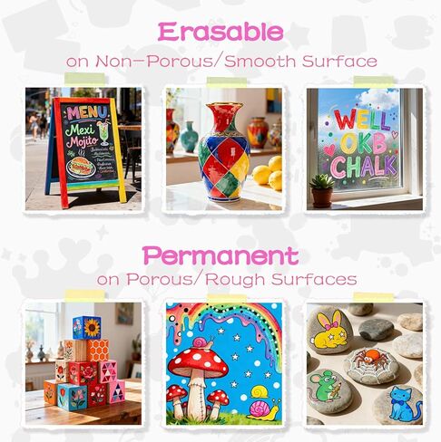 Liquid Chalk Markers for Blackboards, 30 Washable Neon Colors, Dust-Free Wet Erasable Pens with Reversible Tip, Chalk Markers for Chalkboard Signs, Teachers, Windows, Glass, Calendar, Menu in Kuwait
