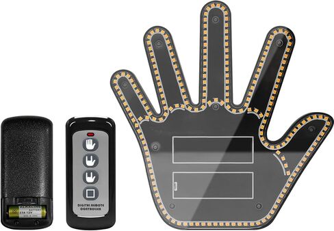 ISUNMEA ضوء إصبع السيارة مع جهاز تحكم عن بعد، إشارة يد LED صفراء للسيارة-4 إيماءات-5s إيقاف تلقائي-إكسسوارات شاحنة السيارة المضحكة ديكور للرجال والنساء in Saudi Arabia