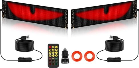 23.4 * 4.7 بوصة 2 قطعة ضوء عيون الشيطان للسيارة/الشاحنة/الزجاج الأمامي لسيارات الدفع الرباعي، شاشات عرض مرنة مع التحكم عن بعد/التطبيق، شاشات ناعمة LED عيون ضوء للسيارة والمتاجر وديكورات المهرجانات in Kuwait