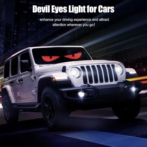 23.4 * 4.7in 2PCS Devil Eyes Light for Car/Truck/SUV Windshield, Flexible Display Screens with Remote/APP Control, Soft Screens Led Eyes Light for Car, Store and Festival Decorations in Saudi Arabia