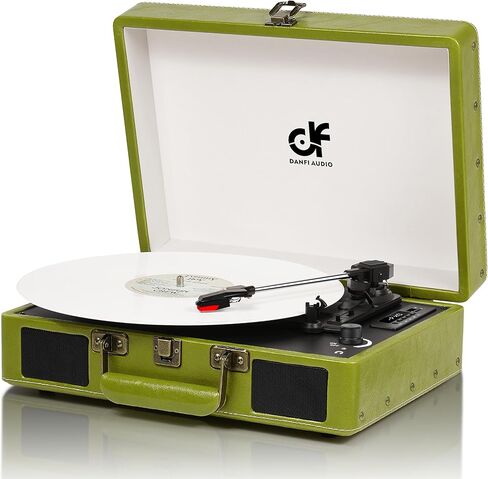 مشغل تسجيل حقيبة كلاسيكية - قرص دوار محمول بتقنية البلوتوث بثلاث سرعات مع تسجيل USB، محول MP3 RCA/AUX/مقبس سماعة الرأس، أرجواني داكن in Kuwait