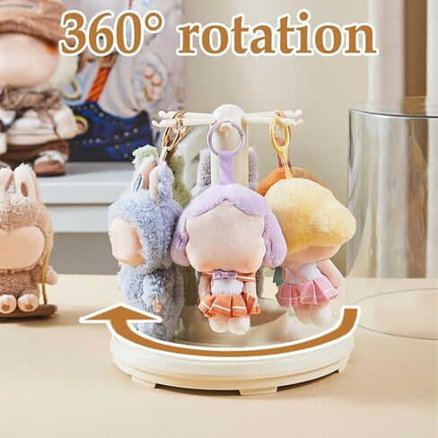 Rotating Clear Display Cases for Plush Doll Display Stand Figure Display Case Display Box for 6.7 inch Doll Keychain Collectibles No Dolls Cream White in Saudi Arabia