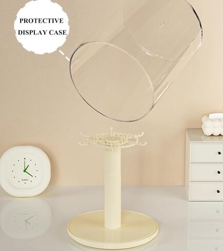 Rotatable Clear Display Case with Stand for Plush Doll Keychain, Protective Organizers Holder for Collectibles, Dustproof Showcase for Hanging (Beige 1Pcs) in Saudi Arabia