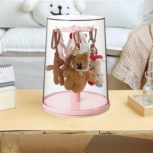 Rotatable Clear Display Case with Stand for Plush Doll Keychain, Protective Organizers Holder for Collectibles, Dustproof Showcase for Hanging (Beige 1Pcs) in Saudi Arabia