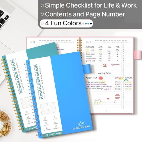 Regolden-Book To Do List Notebook, Daily Planner for Work, Project Tasks & Personal Organizer, Checklist Man/Women, Pocket, Pen Loop, 160 Pages (7"x10") in Saudi Arabia