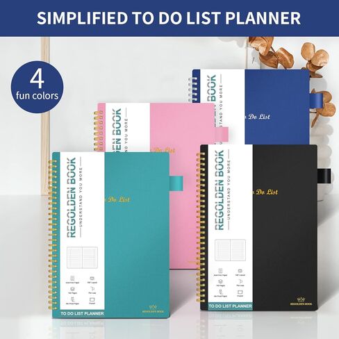 Regolden-Book To Do List Notebook, Daily Planner for Work, Project Tasks & Personal Organizer, Checklist Man/Women, Pocket, Pen Loop, 160 Pages (7"x10") in Saudi Arabia