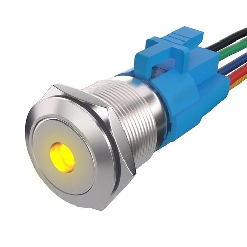 APIELE Push Button Switch 19mm Spot Light Momentary Stainless Steel Push Button 12V-24VDC with Wire 1NO1NC(19mm, Yellow) in Saudi Arabia
