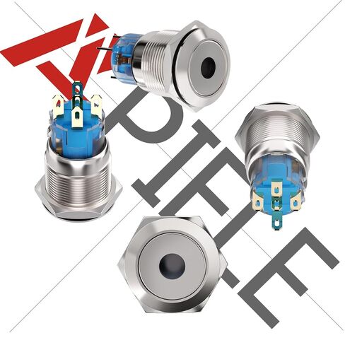 APIELE Push Button Switch 19mm Spot Light Momentary Stainless Steel Push Button 12V-24VDC with Wire 1NO1NC(19mm, Yellow) in Saudi Arabia