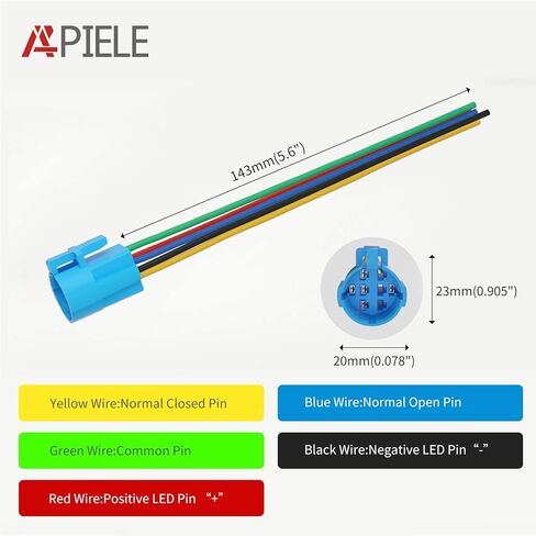 APIELE Push Button Switch 19mm Spot Light Momentary Stainless Steel Push Button 12V-24VDC with Wire 1NO1NC(19mm, Yellow) in Saudi Arabia