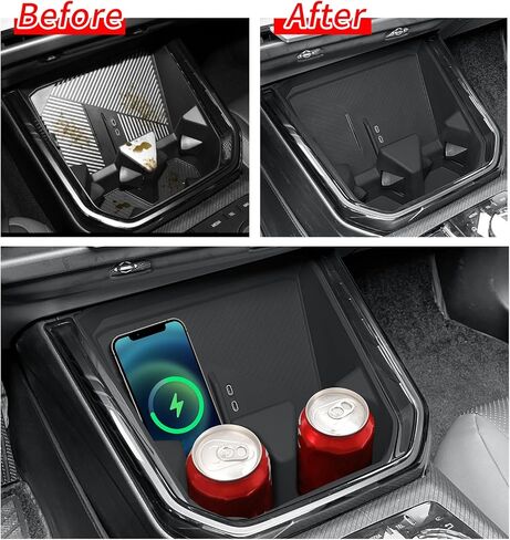 smabee 2 in 1 Wireless Charging Cup Holder Organizer for BMW X3 2025 2026 Center Console Organizer Wireless Charging Protective Pad Silicone Cup Holder Insert Accessories Black in Saudi Arabia