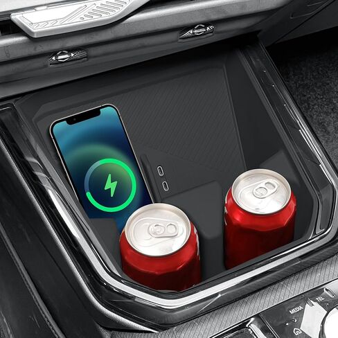 smabee 2 in 1 Wireless Charging Cup Holder Organizer for BMW X3 2025 2026 Center Console Organizer Wireless Charging Protective Pad Silicone Cup Holder Insert Accessories Black in Saudi Arabia