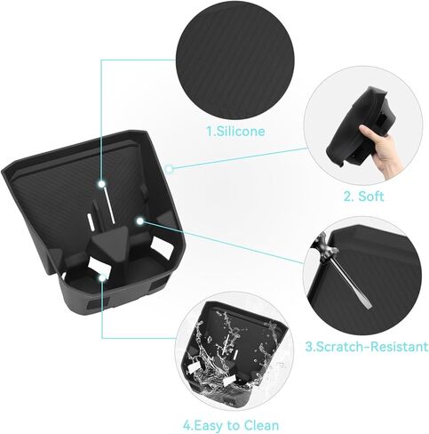 smabee 2 in 1 Wireless Charging Cup Holder Organizer for BMW X3 2025 2026 Center Console Organizer Wireless Charging Protective Pad Silicone Cup Holder Insert Accessories Black in Saudi Arabia