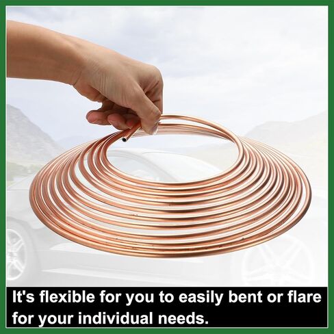 Motoforti 1 Set 25 Ft of 5/16 Inch OD Brake Line Tubing Kit Flexible Copper Coated Brake Line Tube Roll Coil with 16 Inverted Flare Fittings Long-lasting in Saudi Arabia